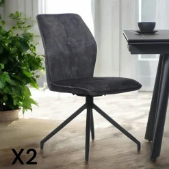 Melbourne Univers Déco·Design Contemporain|Fauteuils En Tissu|Fauteuil pivotant velours beige pied étoile (lot de 2)