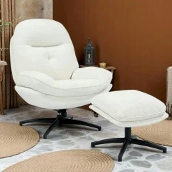 Melbourne Univers Déco·Design Contemporain|Fauteuils En Tissu|Fauteuil pivotant velours beige pied étoile (lot de 2)