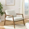 TIM Fauteuils En Tissu|Chaises Bouclettes|Fauteuil relax en bois coussin tissu bouclette écru