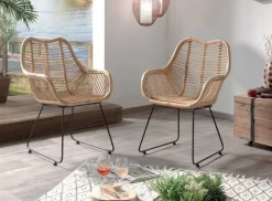 Bogor Fauteuils En Rotin|Fauteuil rotin pieds métal noir