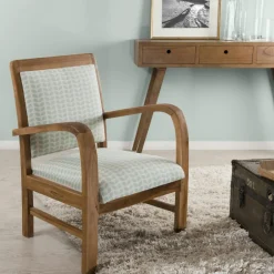 DIKA Fauteuils En Tissu|Fauteuil Teck assise tissu coton motifs géométriques façon nids d'abeilles 61x63x81cm