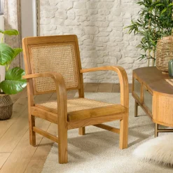 DIKA Fauteuils En Rotin|Fauteuil éthnique bois foncé et rotin