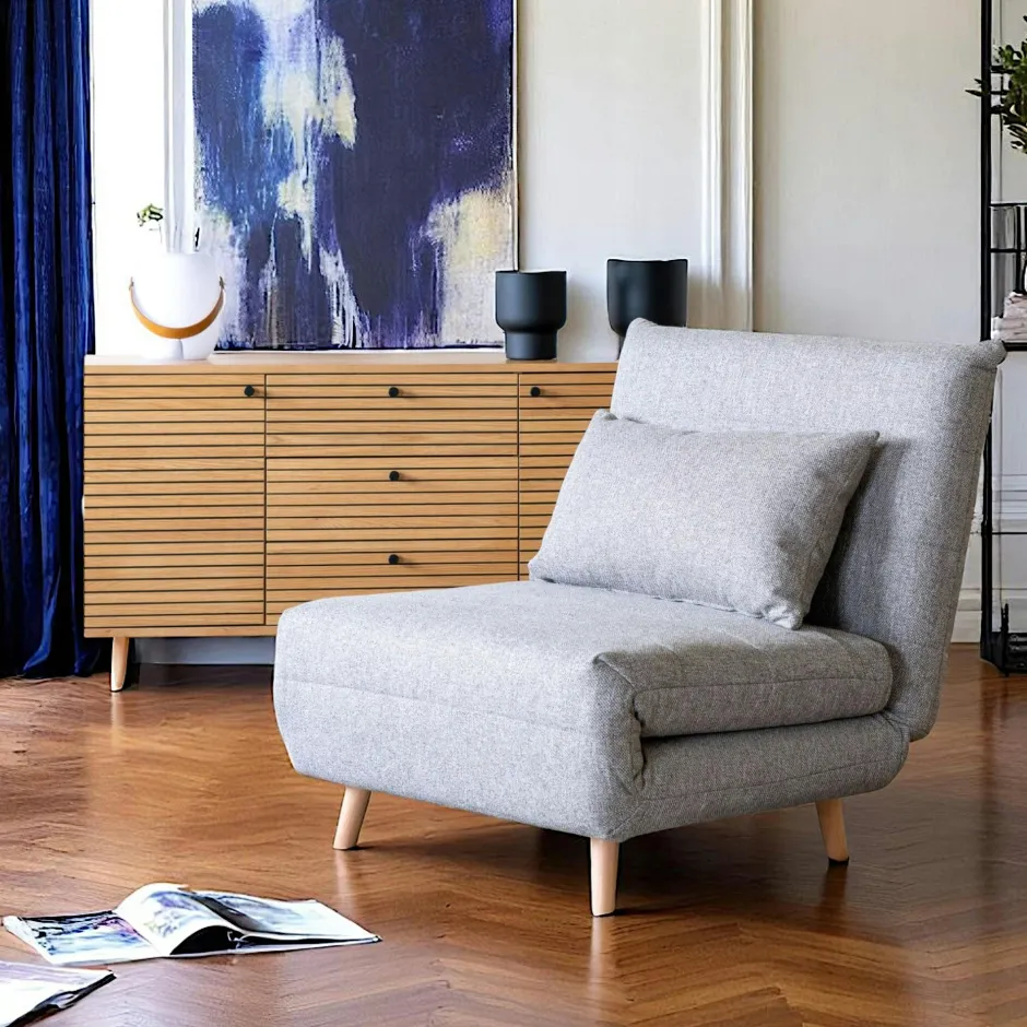 BERLIN Fauteuils En Tissu|Gros fauteuil design gris