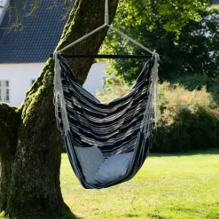 MENDOZA Fauteuils Suspendus|Hamac chaise suspendue en tissu gris, noir et blanc