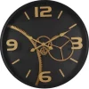Horloges|Horloge engrenages noir et or