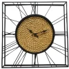Horloges|Horloge murale décorative forme carrée avec fibres végétales