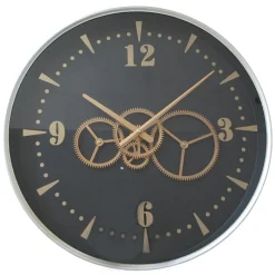 Horloges|Horloge murale noire et or moderne
