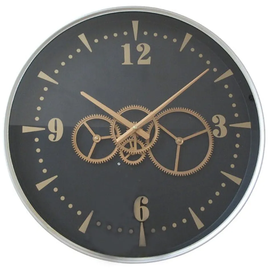Horloges|Horloge murale noire et or moderne
