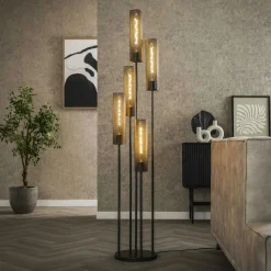 RALF Lampadaires|Lampes À Poser·Lampe Style Industriel|Lampadaire contemporain grillagé 5 abat-jour