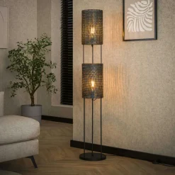 TRIBECA Lampadaires|Lampes À Poser·Lampe Style Industriel|Lampadaire de salon avec abat-jour effet maille
