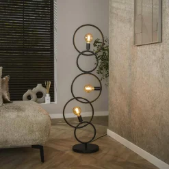TRIBECA Lampadaires|Lampadaire de salon noir – 5 anneaux design