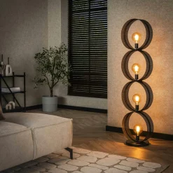 RALF Lampadaires|Lampes À Poser·Lampe Style Industriel|Lampadaire design 4 anneaux en métal perforé
