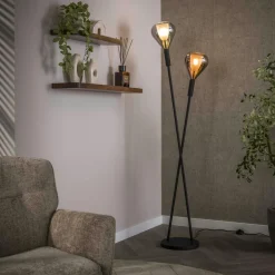 Niagara Lampadaires|Lampadaire design tiges croisées, 2 abat-jour gouttes