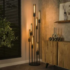 RALF Lampadaires|Lampes À Poser·Lampe Style Industriel|Lampadaire noir avec 7 abat-jour forme tube