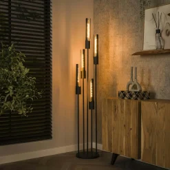 RALF Lampadaires|Lampes À Poser·Lampe Style Industriel|Lampadaire noir avec 7 abat-jour forme tube