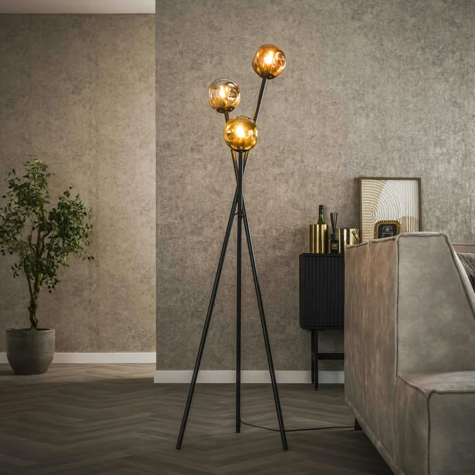 Niagara Lampadaires|Lampes À Poser·Lampe Style Industriel|Lampadaire salon 3 abat-jour déformés multicolores