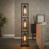 NOVA Lampadaires|Lampadaire salon 3 lampes verre fumé et métal cuivré