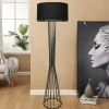 SINOP Lampadaires|Lampadaire salon moderne chic noir, abat-jour tissu