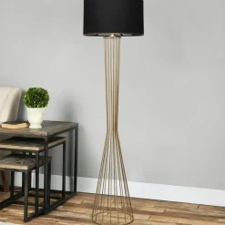 SINOP Lampadaires|Lampadaire salon moderne doré avec abat-jour blanc