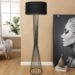 SINOP Lampadaires|Lampadaire salon moderne doré avec abat-jour blanc