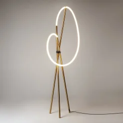 AURORA Lampadaires|Lampadaire tige LED doré avec 1 tube lumineux