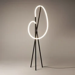 AURORA Lampadaires|Lampadaire tige LED noir avec 1 tube lumineux