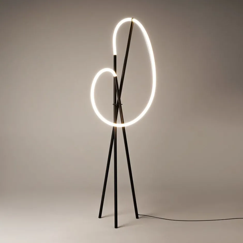 AURORA Lampadaires|Lampadaire tige LED noir avec 1 tube lumineux