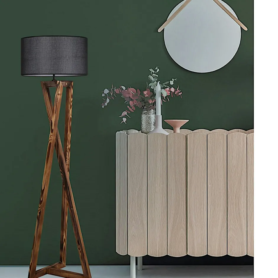 KILIS Lampadaires|Lampadaire trépied croisé abat-jour beige 150 cm