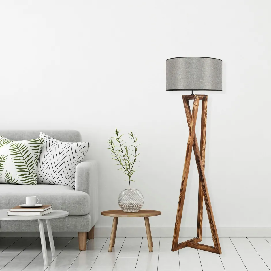 KILIS Lampadaires|Lampadaire trépied croisé abat-jour beige 150 cm