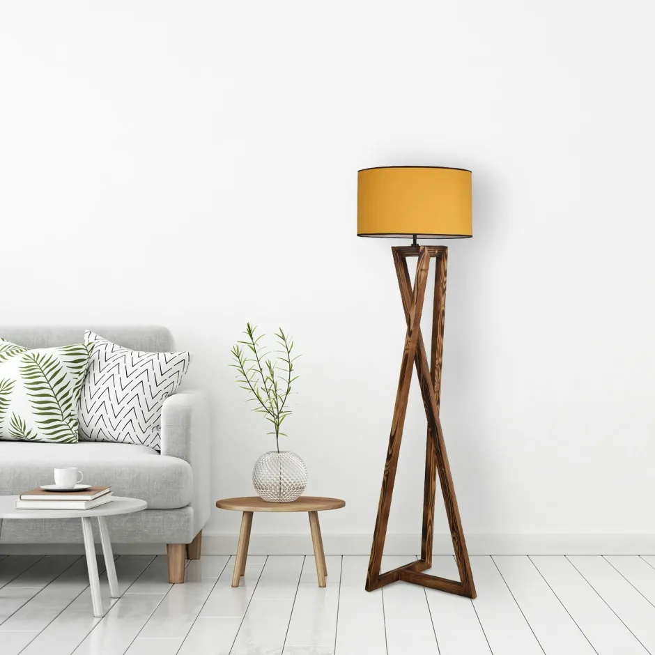 KILIS Lampadaires|Lampadaire trépied croisé abat-jour beige 150 cm