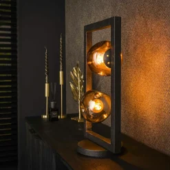 Niagara Lampes À Poser·Lampe Style Industriel|Lampe à poser avec cadre 2 abat-jour en verre déformé
