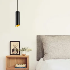 SILE Suspensions / Lustres|Lampe de chevet suspendue noire mat, forme cylindre