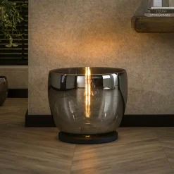 Niagara Lampadaires|Lampe de salon moderne avec vasque en verre gris fumé 41 cm