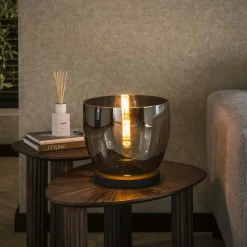 Niagara Lampadaires|Lampe de salon moderne avec vasque en verre gris fumé 27 cm