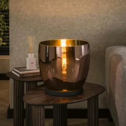 Niagara Lampadaires|Lampe de salon moderne avec vasque en verre cuivré 32 cm