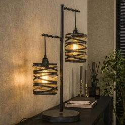 RALF Lampes À Poser·Lampe Style Industriel|Lampe noire avec cadre épais 44 cm