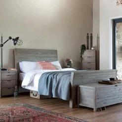 SIENNE Lits 2 Places|Lit 2 places bois recyclé grisé 180 cm