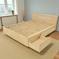 Baltic Lits Scandinaves|Lits 2 Places|Lit 2 places Hévéa avec 6 tiroirs pour couchage 160x200 168x207x80cm