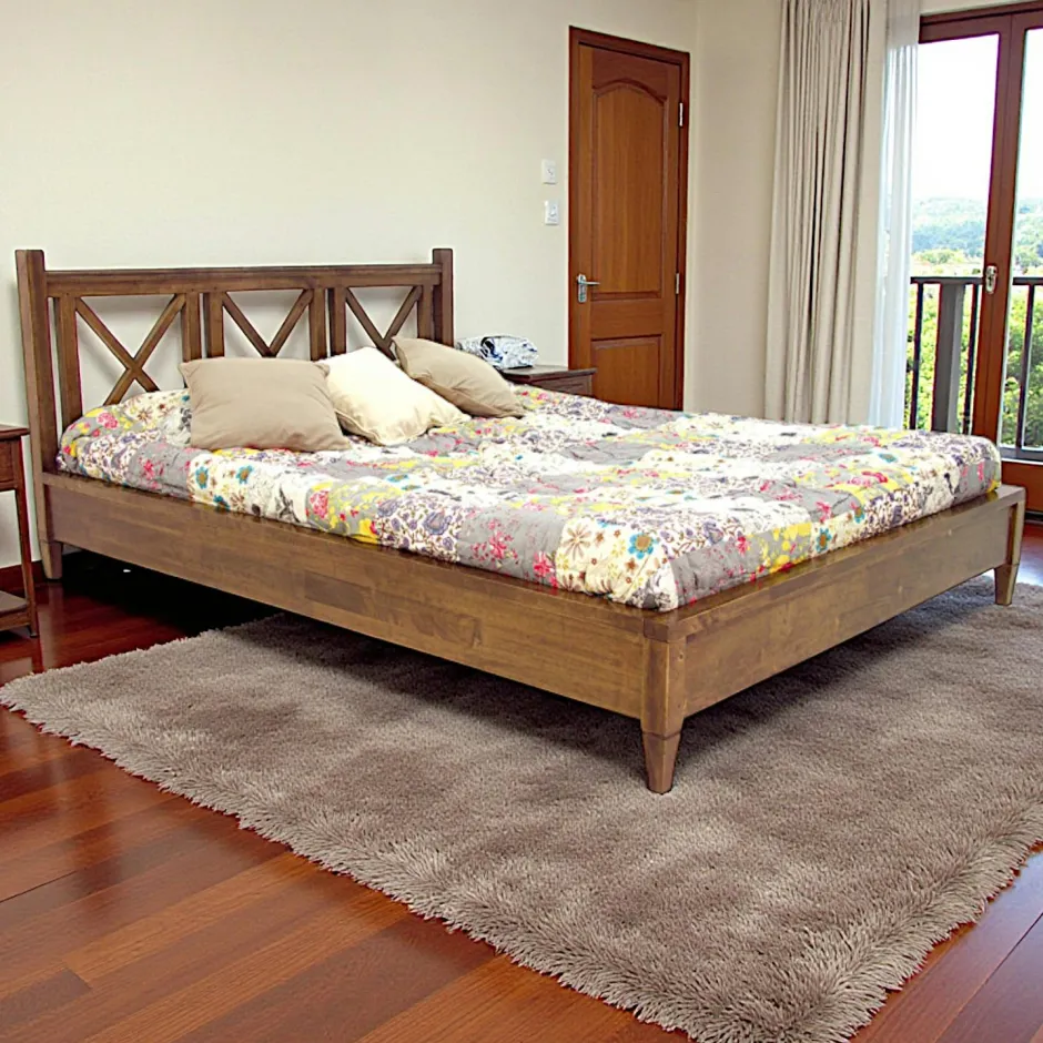 Maori Lits 2 Places|Lit 2 places Hévéa pour couchage 140x190 152x202x106cm TRADITION