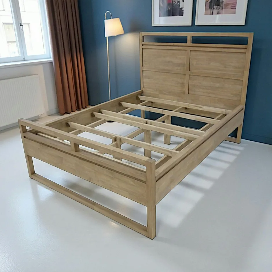 Olga Lits 2 Places|Lit 2 places Hévéa pour couchage 140x190 151x201x110cm