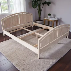 Maori Lits 2 Places|Lit 2 places Hévéa pour couchage 180x200, tête et pied de lit arrondis 190x210x95cm TRADITION