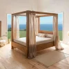 VERBIER Lits 2 Places|Lit baldaquin cadre 180 cm en bois – style naturel