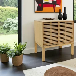 New Orléans Buffets Bas|Buffet Bas|Meuble / Buffet Hévéa 2 portes coulissantes Persiennes 80x60x85cm NEW ORLEANS