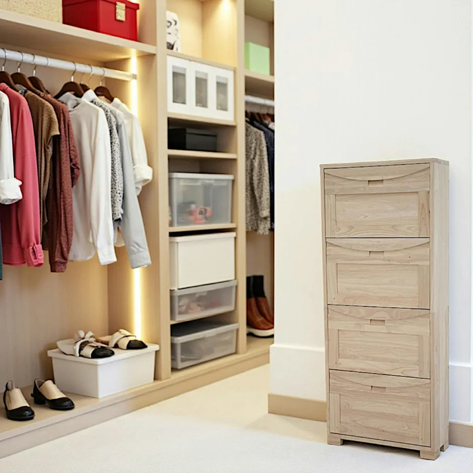 Niagara Meubles D'Entrée·Vestiaires|Meubles D'Entrée·Vestiaires / Meubles À Chaussures|Meuble à chaussures Hévéa 4 portes à battant 63x22x151cm