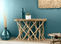 Jaipur Univers Déco·Scandinave Hygge|Univers Déco·Globe-Trotter|Meuble console bois flotté teck 120x39 cm