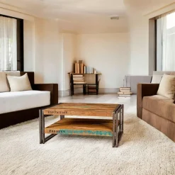 Caravelle Chiffonnier Industriel|Meuble de rangement bois recyclé 1 niche et 2 tiroirs métal 60x40x110cm