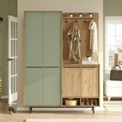 JENA Meubles D'Entrée·Portemanteaux|Meubles D'Entrée·Vestiaires|Meuble d'entrée avec rangement - anthracite et effet chêne