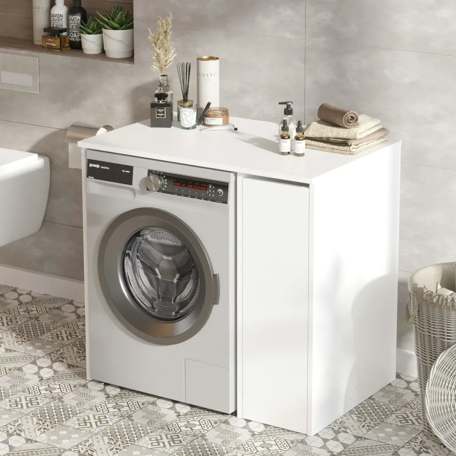 MARFA Meubles De Salle De Bains·Rangement Salle De Bains|Meuble pour machine à laver blanc avec rangement