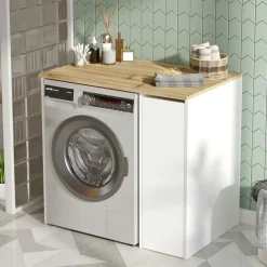 MARFA Meubles De Salle De Bains·Rangement Salle De Bains|Meuble pour machine à laver blanc avec rangement