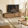 Swing Meubles Tv En Bois|Meuble TV 180 cm en teck recycle 2 tiroirs fibre de coco